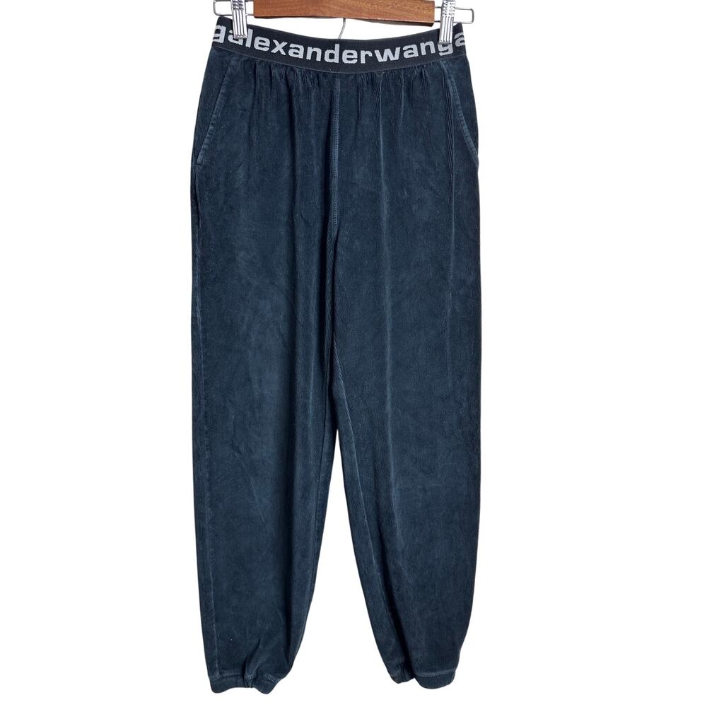Alexander Wang Logo Waist Stretch Corduroy Jogger Pants size XXS Black